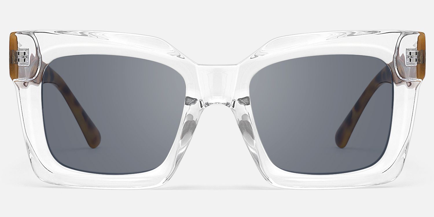 Pacheco - Two Tone Oversized Clear Square Shades by Vooglam - Angle View