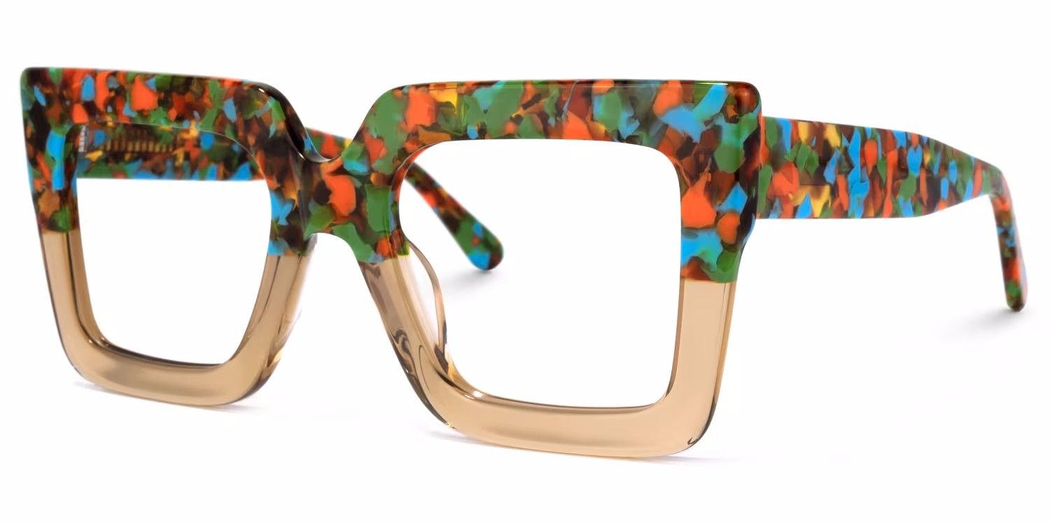 Charisse - Square Two-tone Floral Eyeglasses | Vooglam Front View