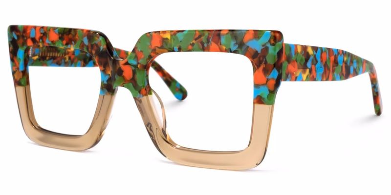 Charisse - Square Two-tone Floral Eyeglasses - 2