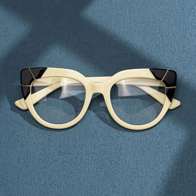 model wearing Cummings - Cat Eye White Eyeglasses 1
