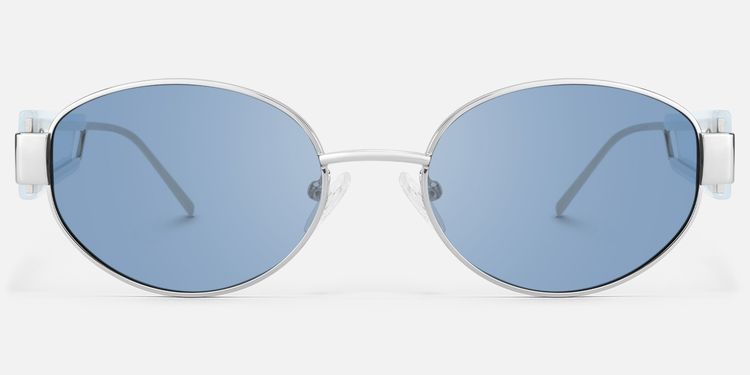 Ember - Oval Silver Sunglasses by Vooglam
