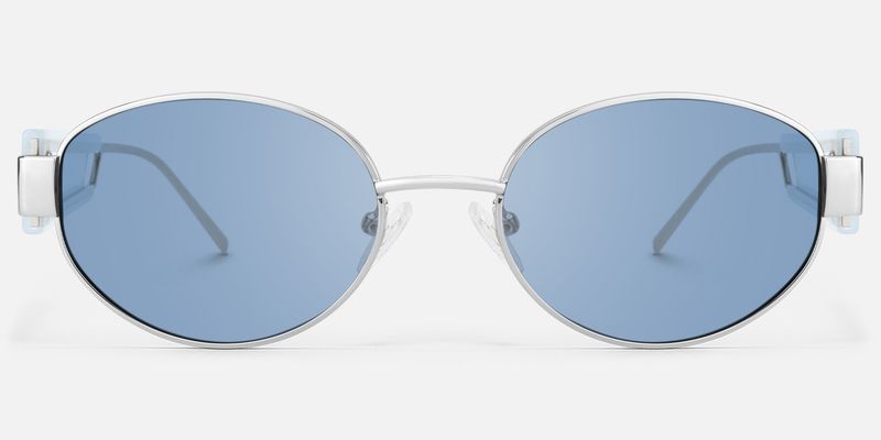 Ember - Oval Silver Sunglasses by Vooglam