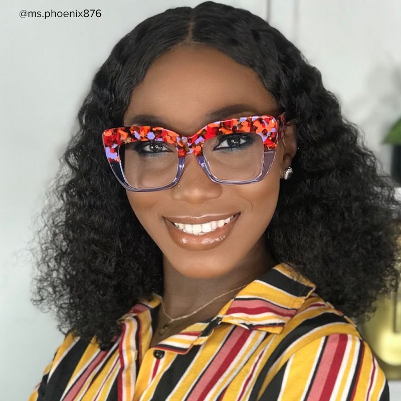 Rosaura - Square Purple Floral Eyeglasses - 11