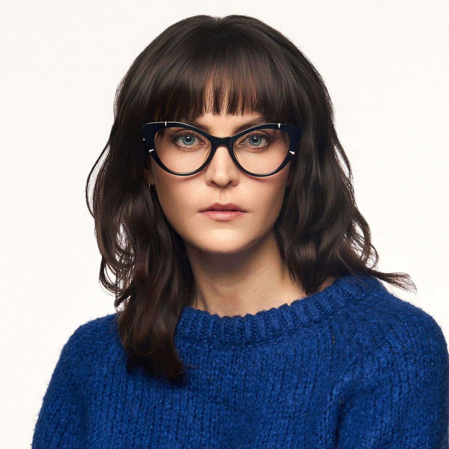Slay - Gothic Black Spike Cat Eye Glasses by Vooglam - On Model