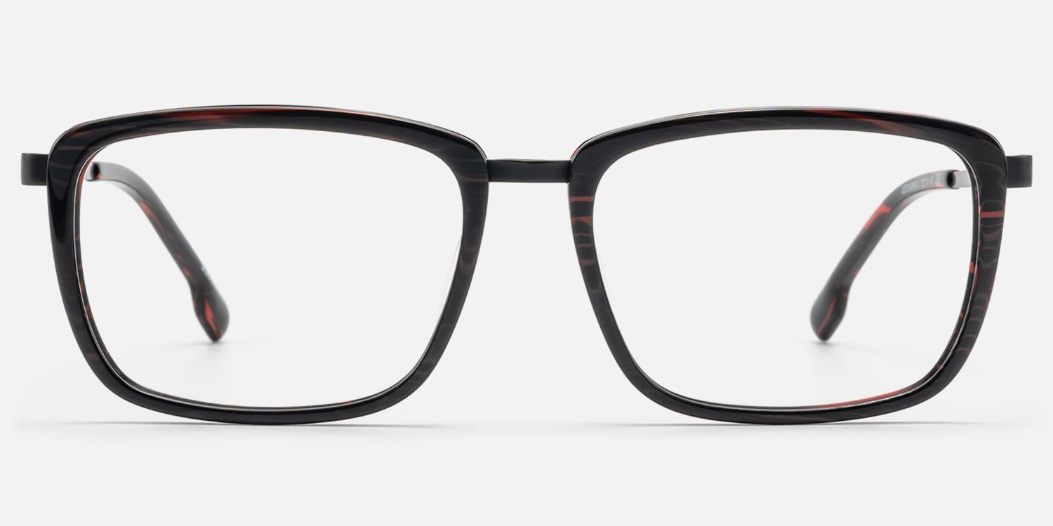 Alloy - Sleek Black Rectangle Professional Glasses by Vooglam - Angle View