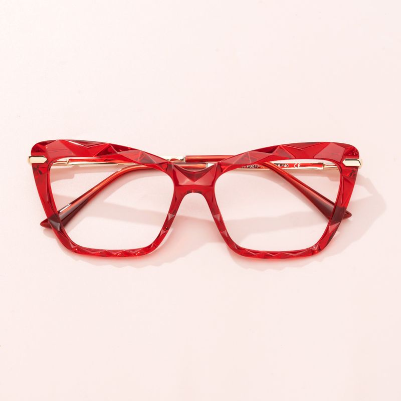 Annie - Rectangle Red Eyeglasses - 5
