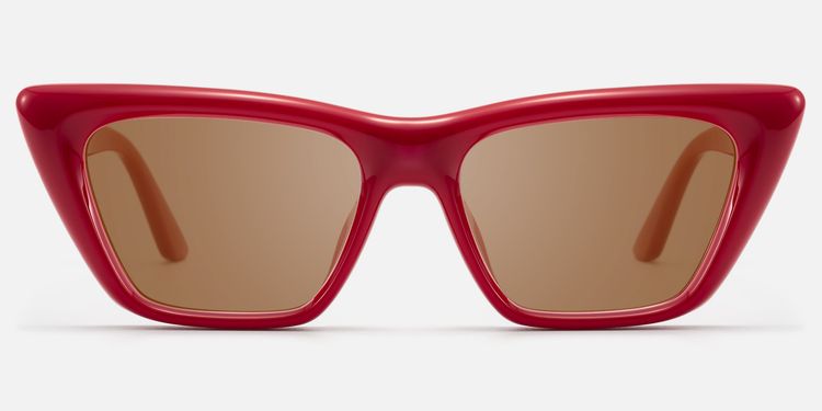 Meguro - Amber Tint TR90 Puffy Red Sunglasses by Vooglam