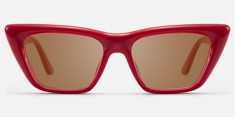 Meguro - Amber Tint TR90 Puffy Red Sunglasses by Vooglam