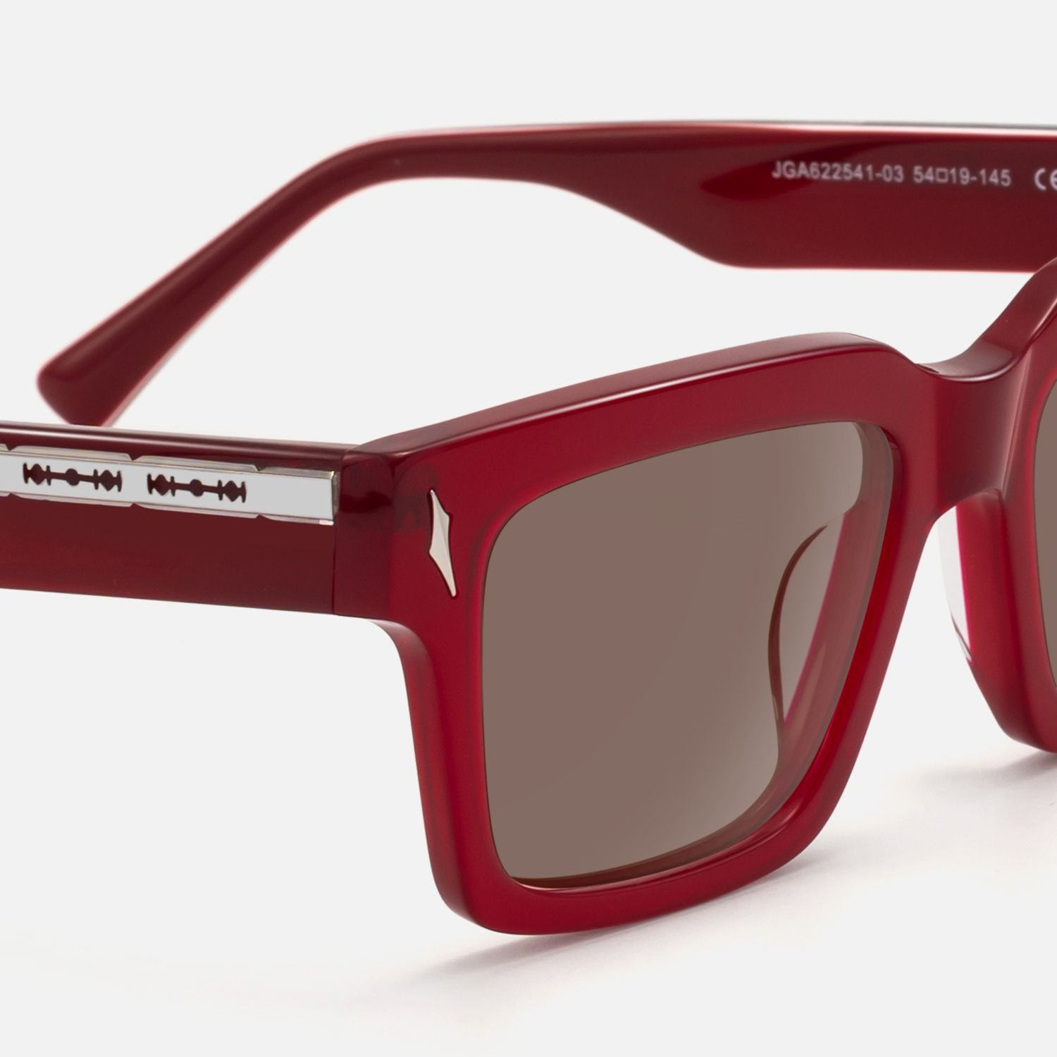 Razor - Brown Tint Transparent Red Sunglasses by Vooglam - Design Details
