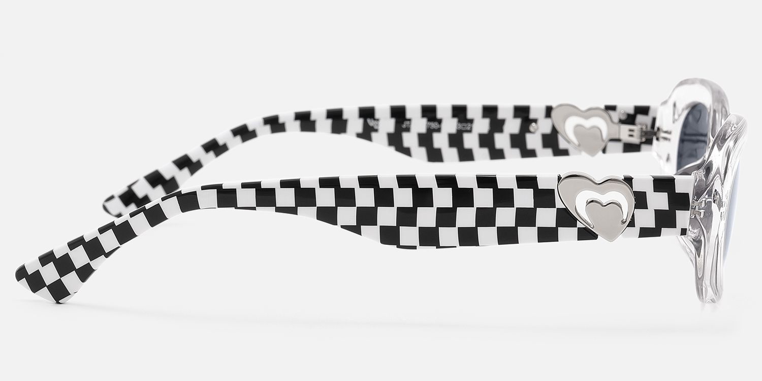TADA - Checkered Clear Frame Oval Sunglasses by Vooglam - Side View