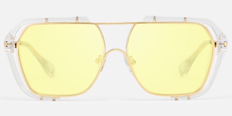 Porsha - Gold Double Bridge Aviator Sunglasses by Vooglam