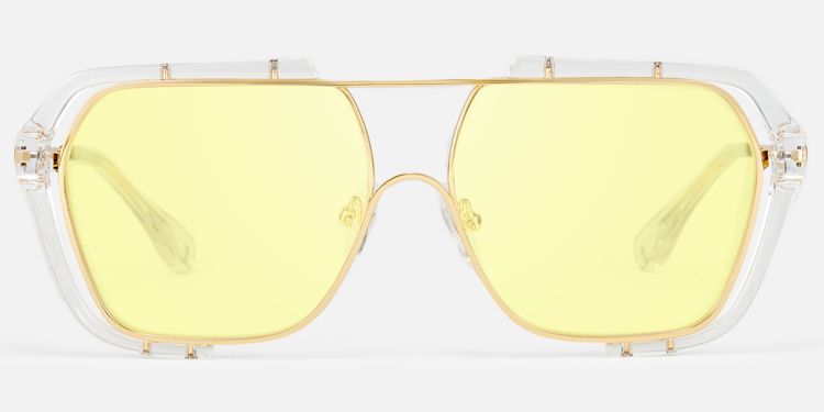 Porsha - Gold Double Bridge Aviator Sunglasses by Vooglam