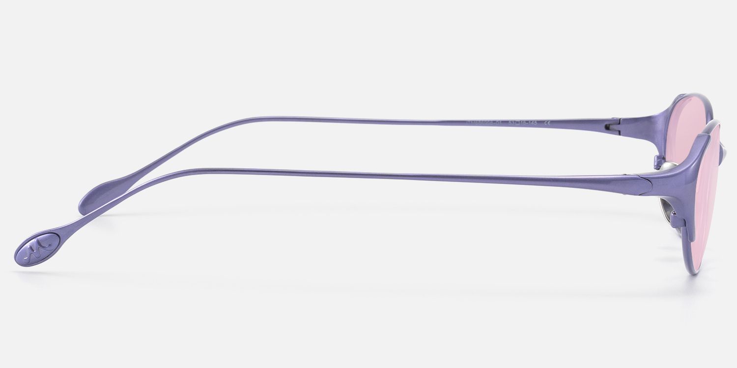 Ebisu - Purple Oval Rave Sunglasses with Pink Lens by Vooglam - Side View