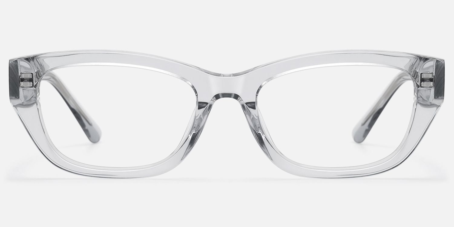 Riven - Crystal Grey Thick Cat Eye Frames by Vooglam - Angle View