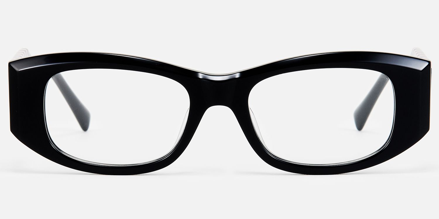 Banksy - Rectangle Black Eyeglasses by Vooglam - Angle View