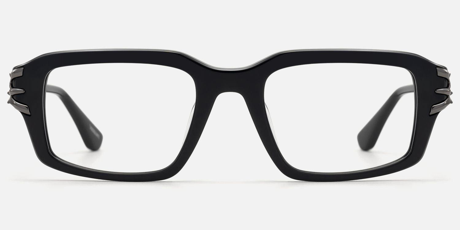Vorpal - Dark Thorn Rectangle Black Glasses by Vooglam - Angle View