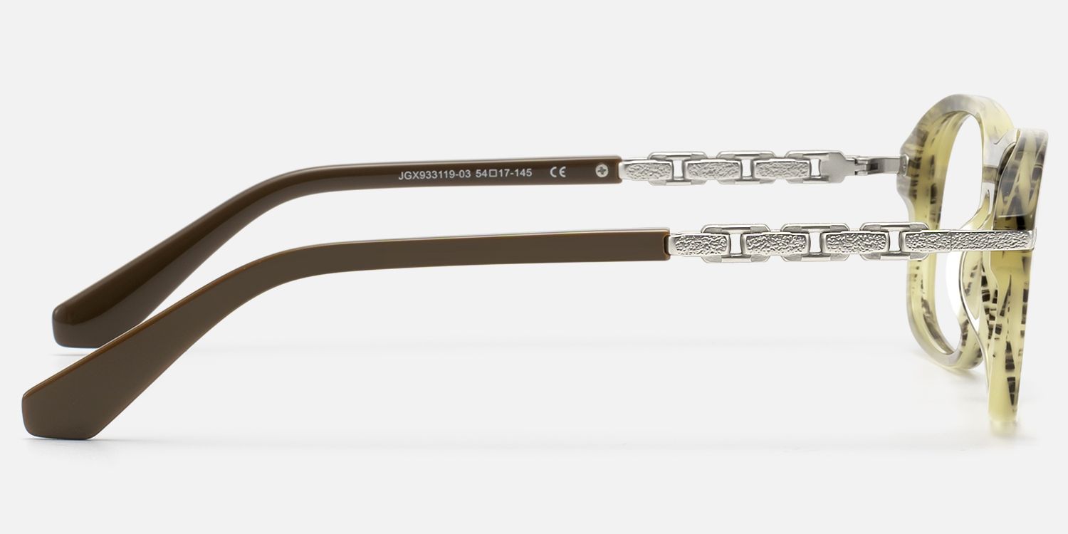 Albini - Clear Wood Grain Silver Chain Frames by Vooglam - Side View