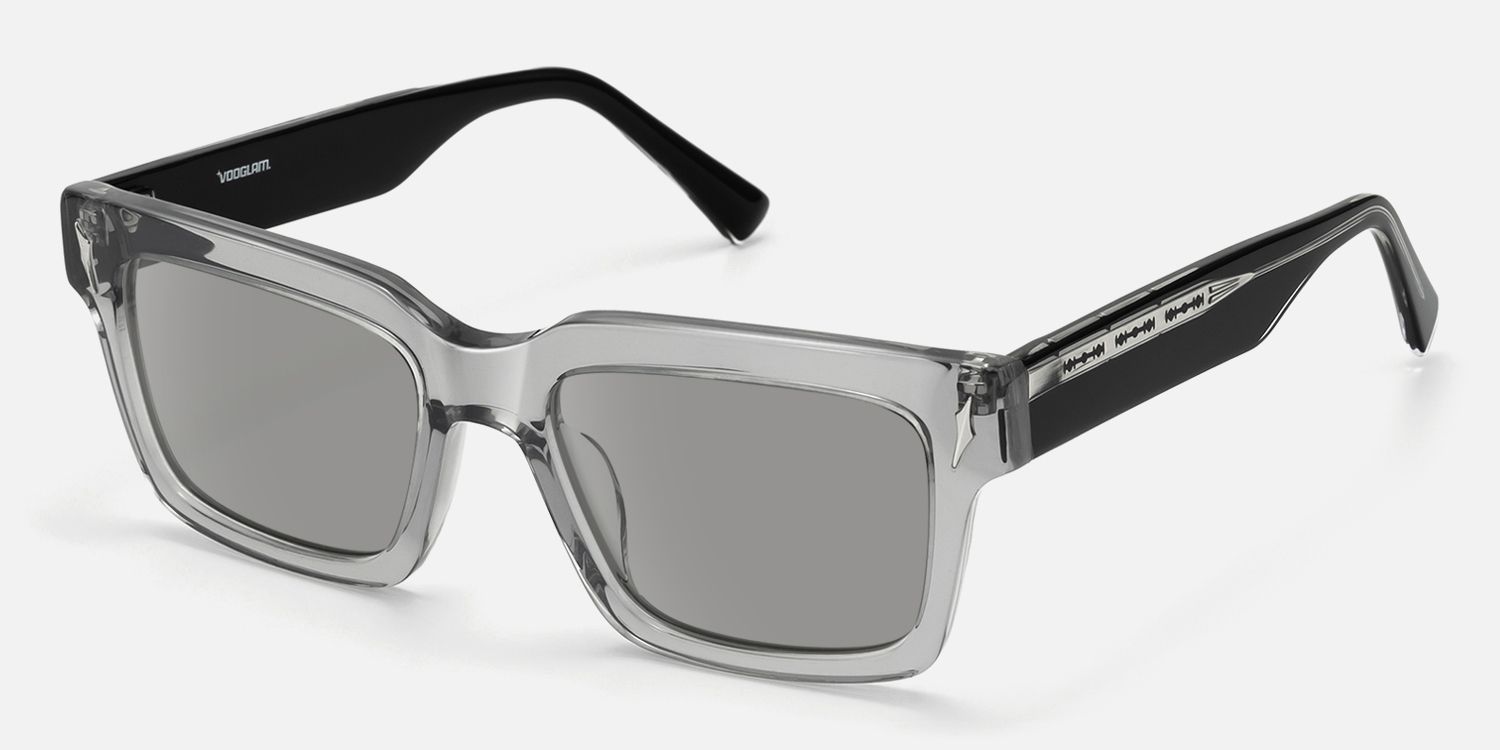 Razor - Transparent Grey Tinted Sunglasses by Vooglam - Front View