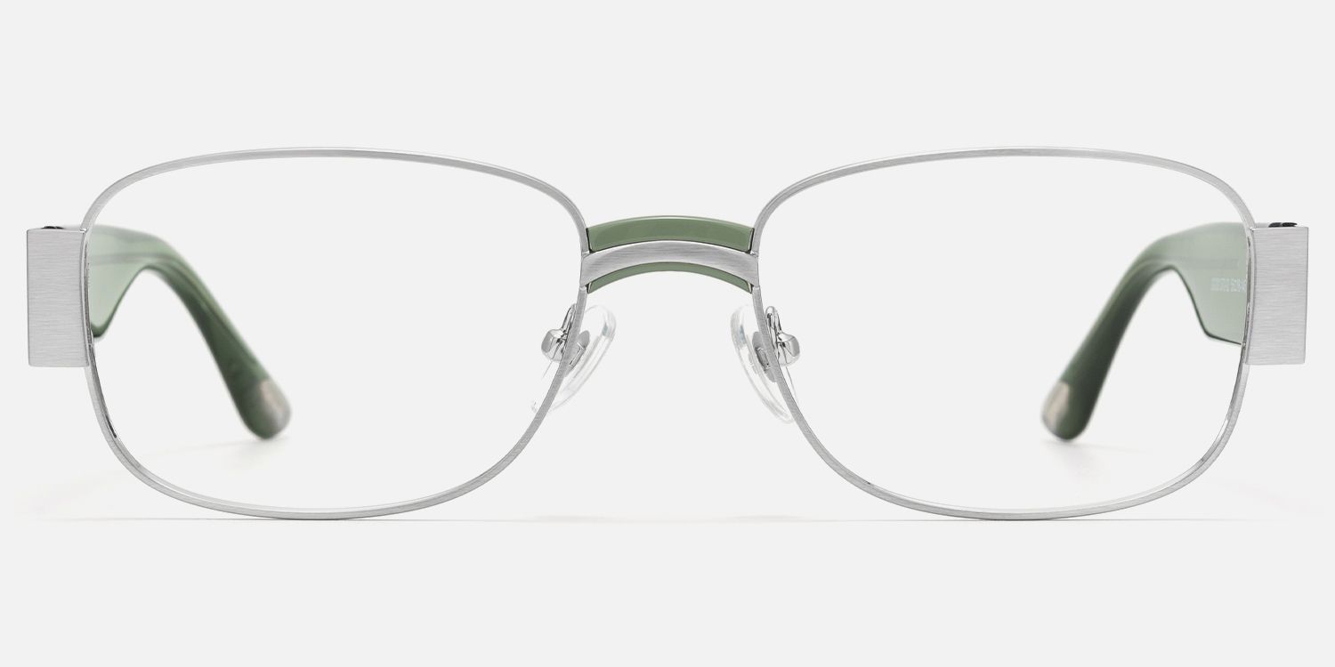 Nyame - Rectangle Silver Eyeglasses by Vooglam - Angle View