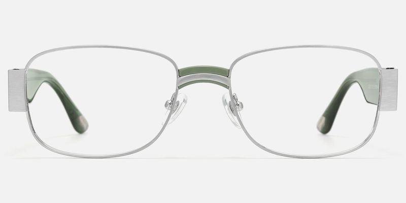 Nyame - Rectangle Silver Eyeglasses by Vooglam
