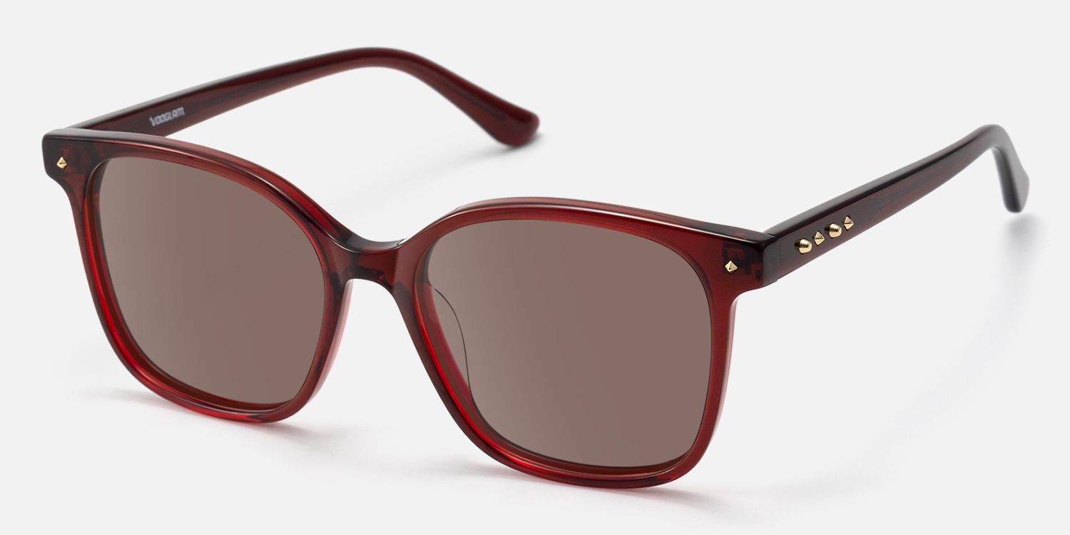 Spacek - Classic Square Red Tinted Sunglasses by Vooglam - Front View
