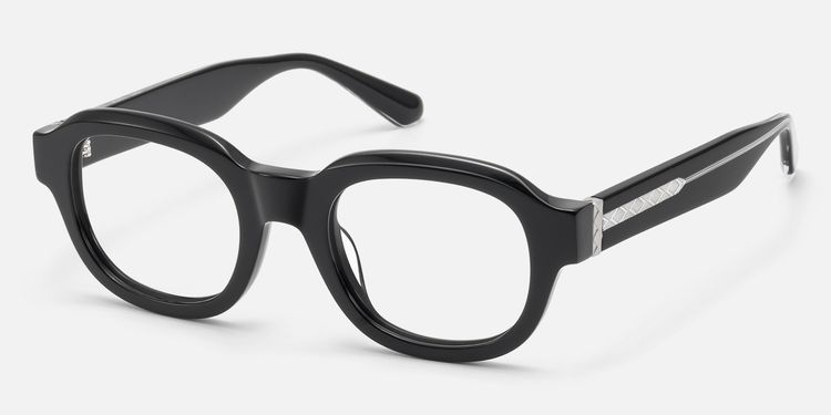 Eerie - Shiny Black Diamond Patterned Glasses by Vooglam