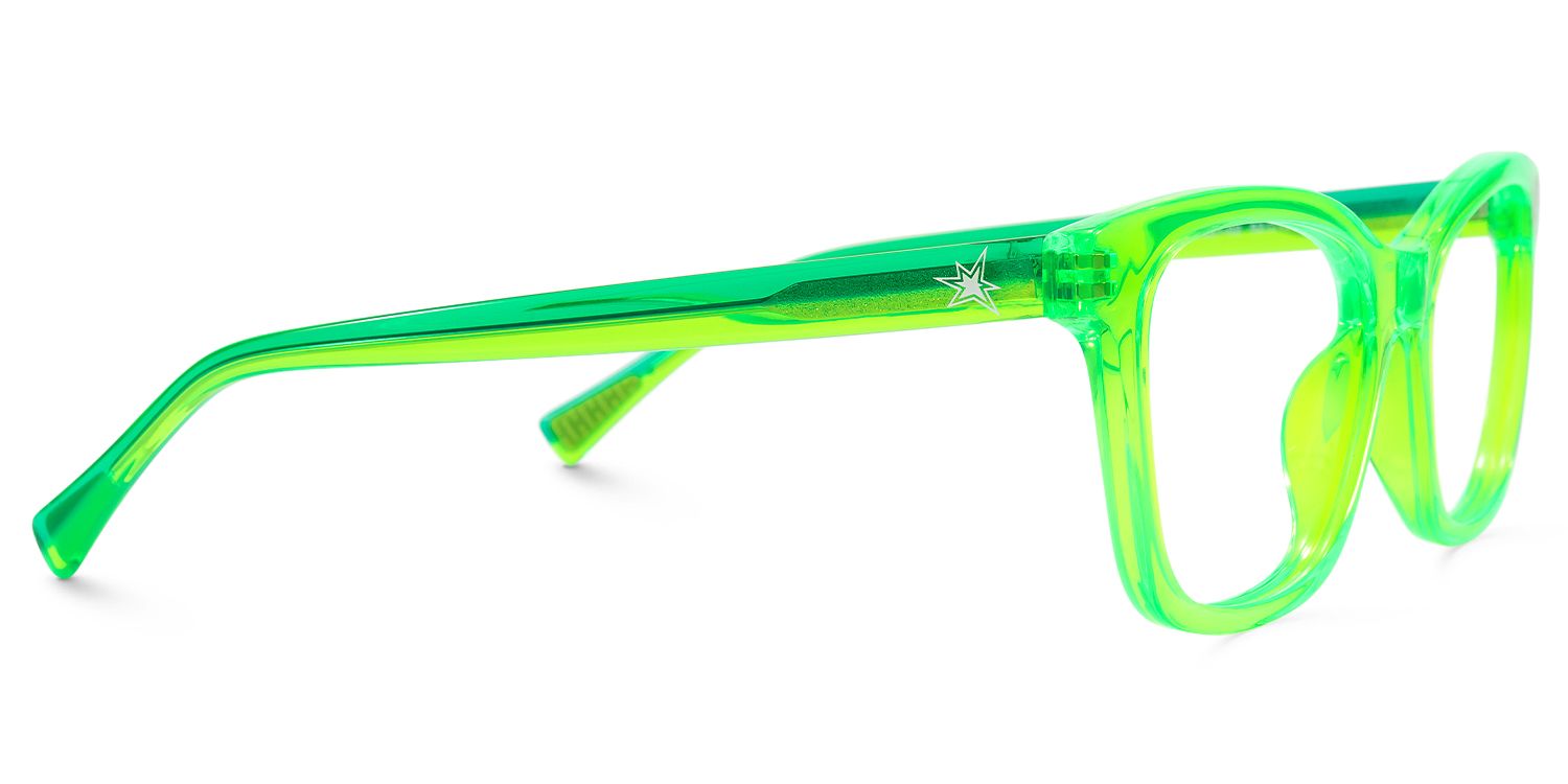 Coexist - Rectangle Green Eyeglasses by Vooglam - Product View 4