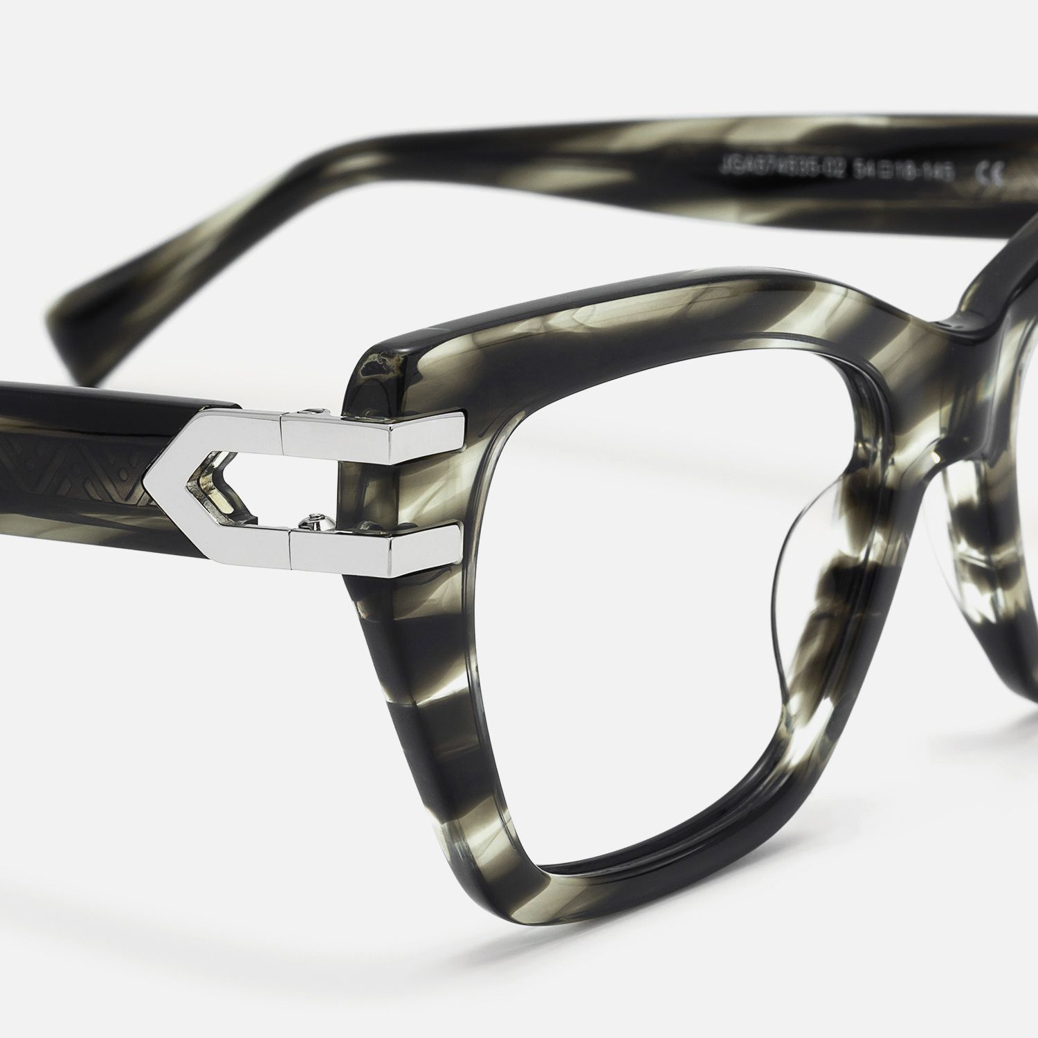 Warrior-Gray Striped Horn Unique Butterfly Glasses by Vooglam - Design Details