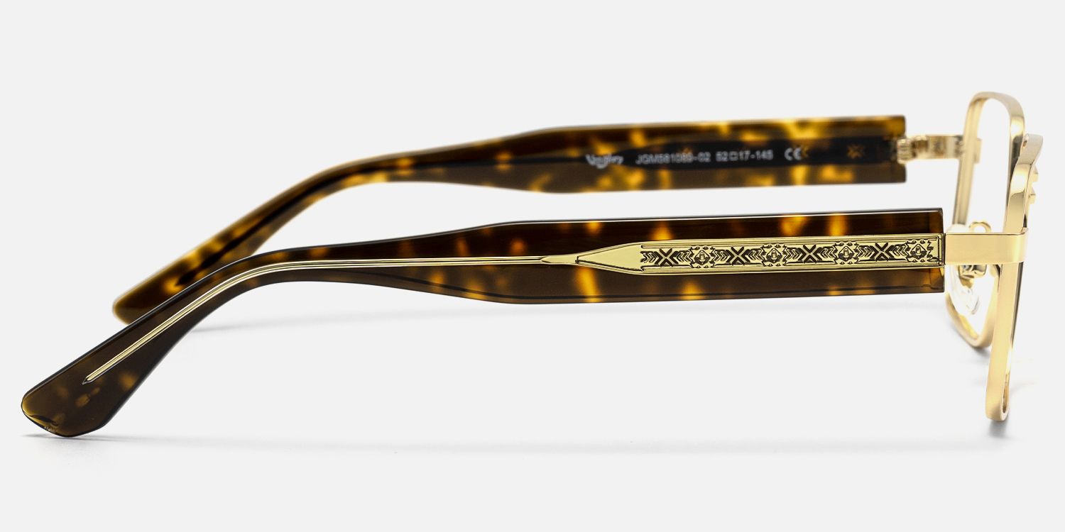 Ubuntu - Rectangle Gold Eyeglasses by Vooglam - Side View