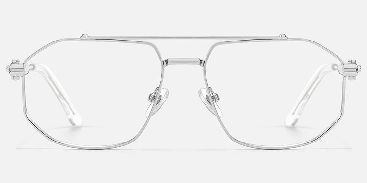 Ando-Chrome Silver Aviator Mechanical Glasses by Vooglam