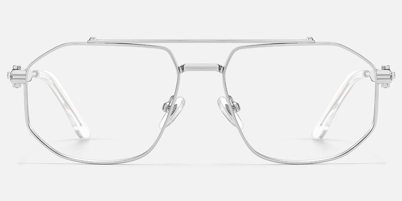 Ando-Chrome Silver Aviator Mechanical Glasses by Vooglam