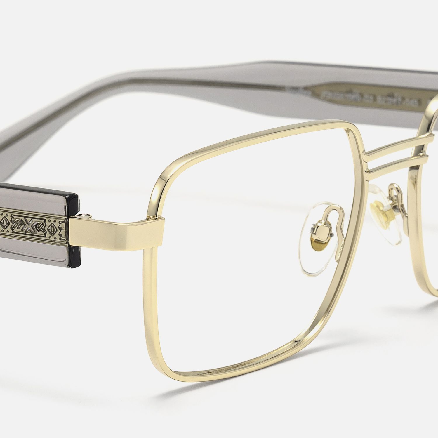 Ubuntu - Rectangle Gold Eyeglasses by Vooglam - Design Details