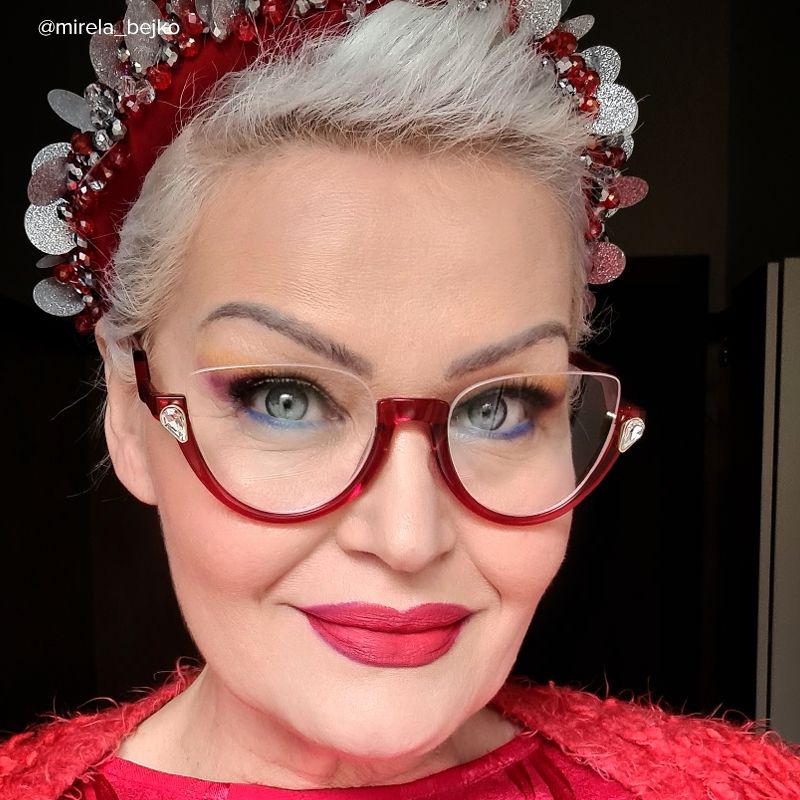 Sylvia - Cat Eye Red Eyeglasses - 10