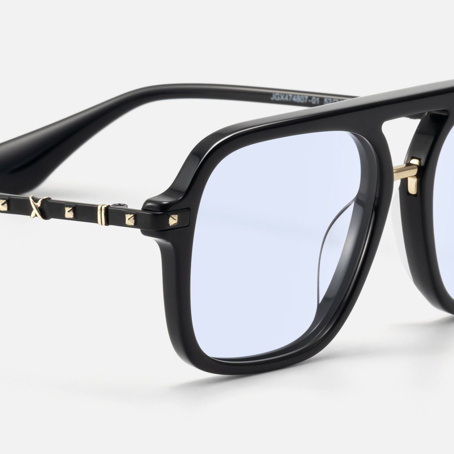 Marfa - Black Gold Square Pilot Sunglasses by Vooglam - Design Details