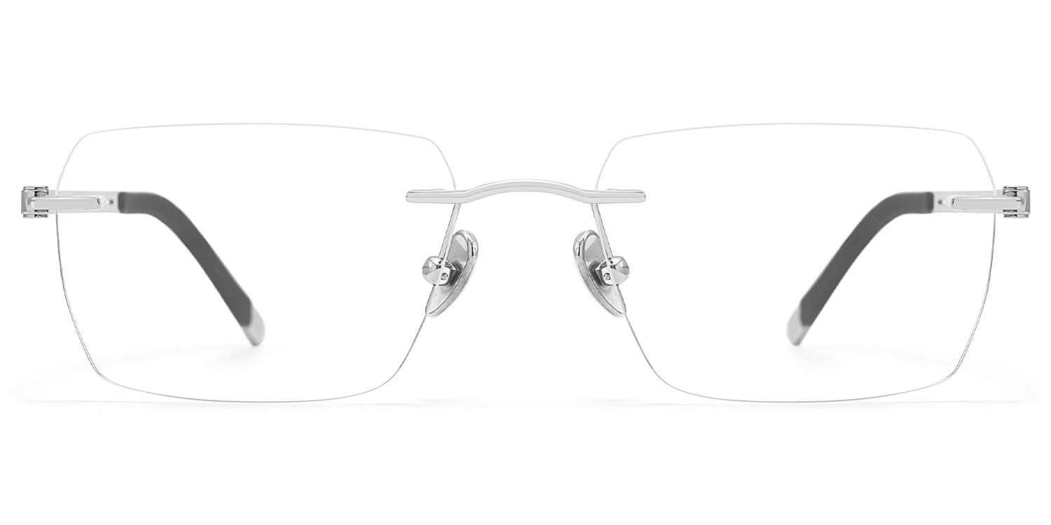 Glaze - Titanium Rectangle Rimless Glasses by Vooglam Product Details 1
