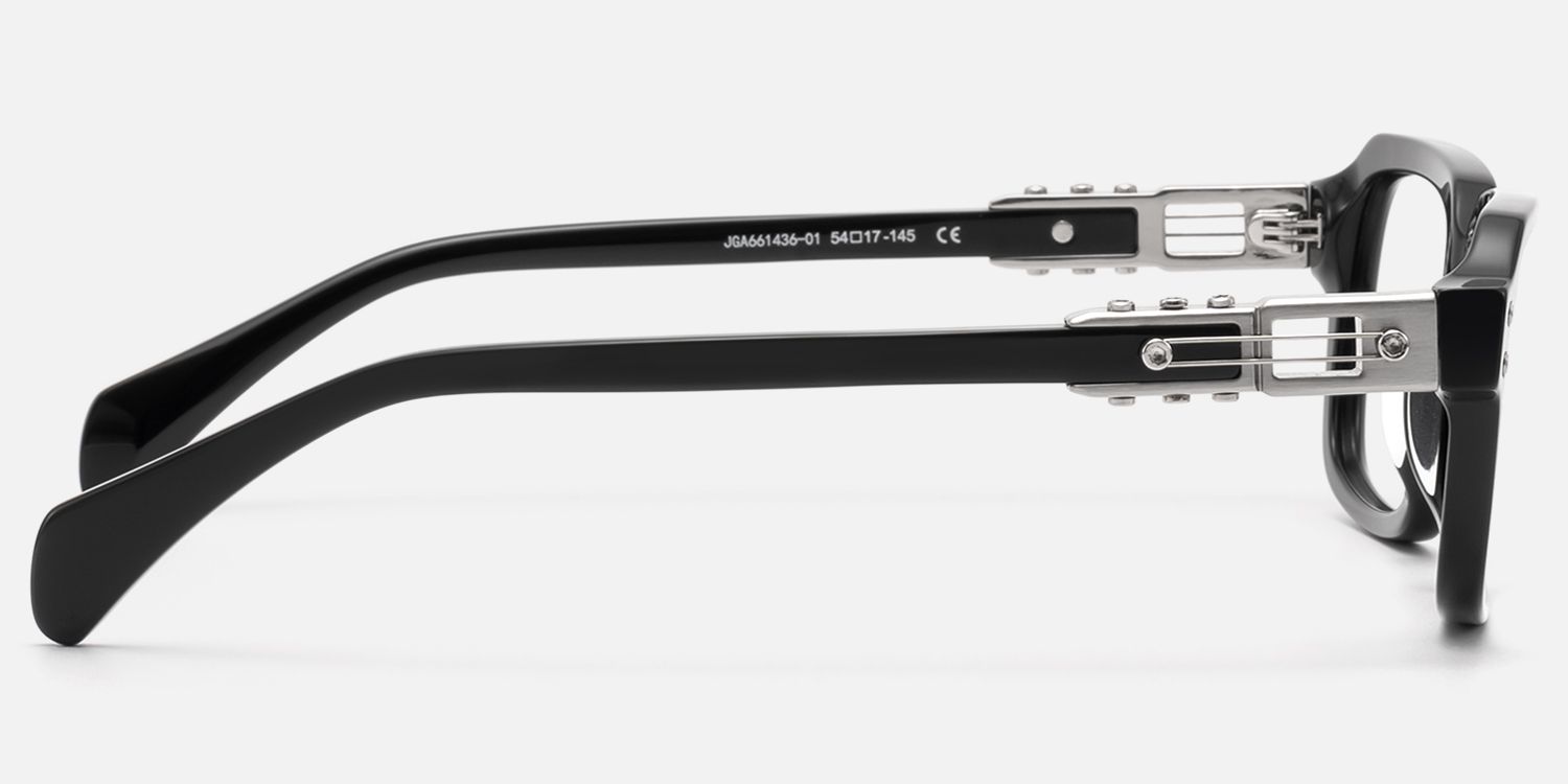 Anacortes - Silver Black Guitar Temple Glasses by Vooglam - Side View