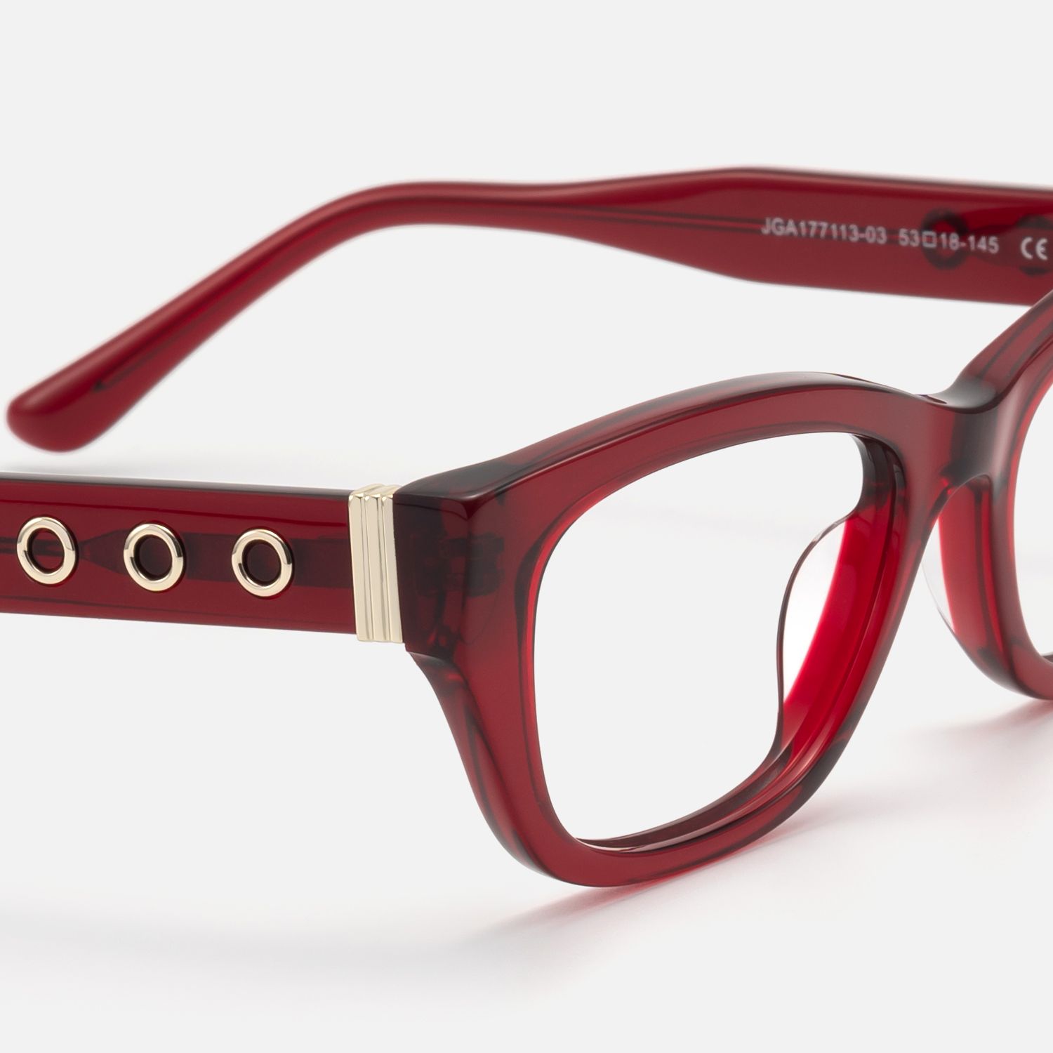 Riven - Bold Ruby Red Thick Cat Eye Frame by Vooglam - Design Details