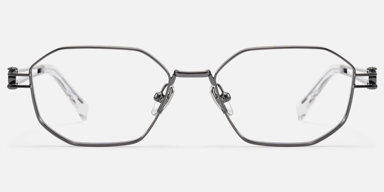 Loos - Daily Gunmetal Double Wire Temple Glasses by Vooglam - Angle View