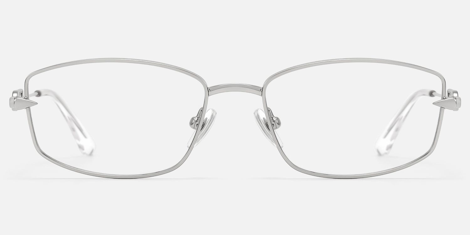 Bladework - Silver Thin Metal Narrow Glasses by Vooglam - Angle View