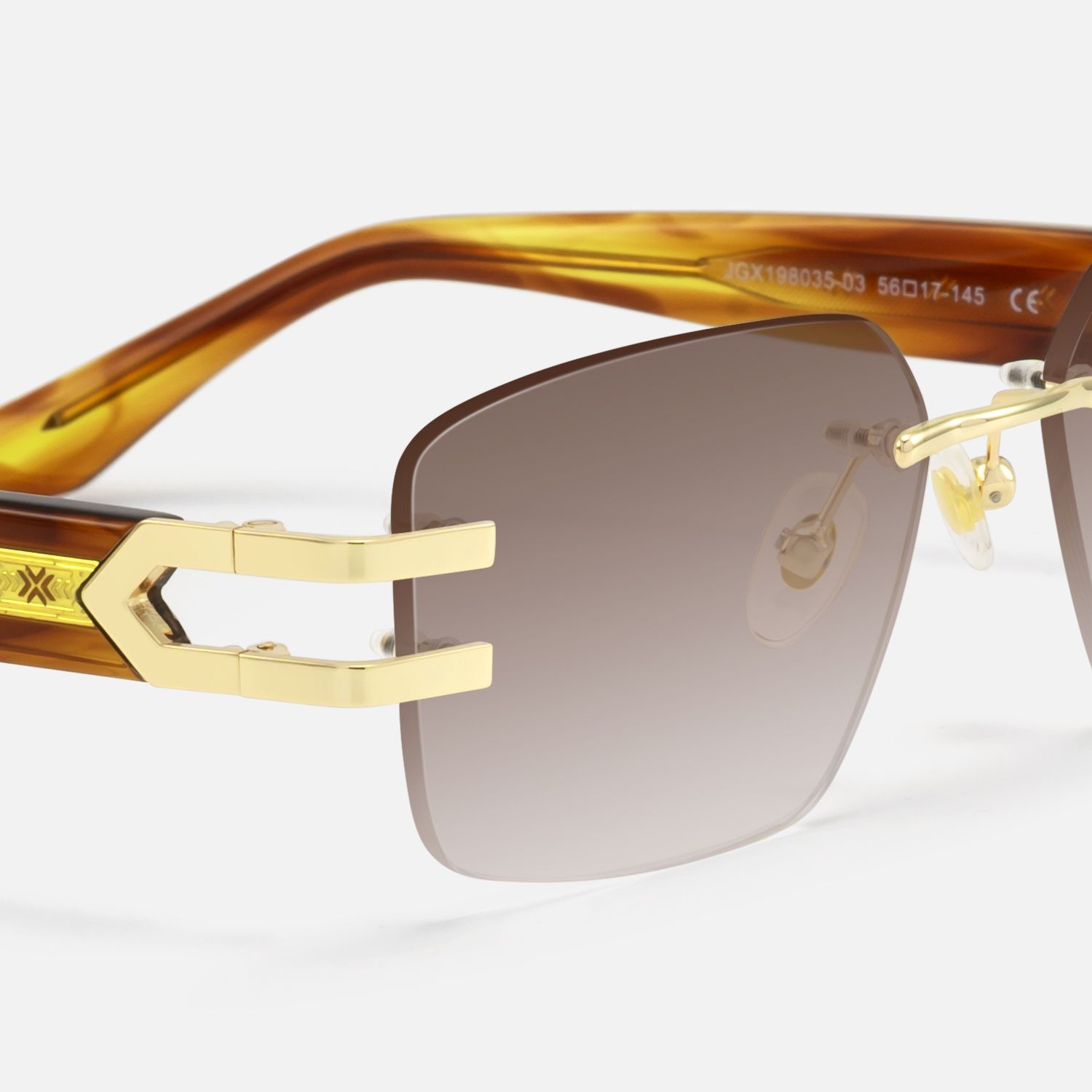 Aurum - Gradient Brown Rimless Sunglasses by Vooglam - Design Details