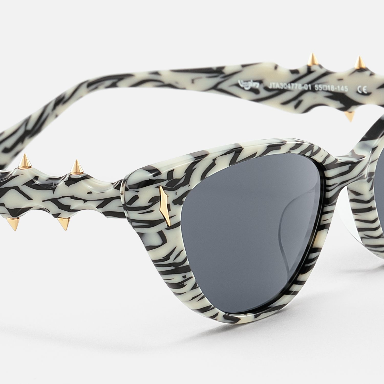 As If - Gold Spike Zebra Print Sunglasses by Vooglam - Design Details