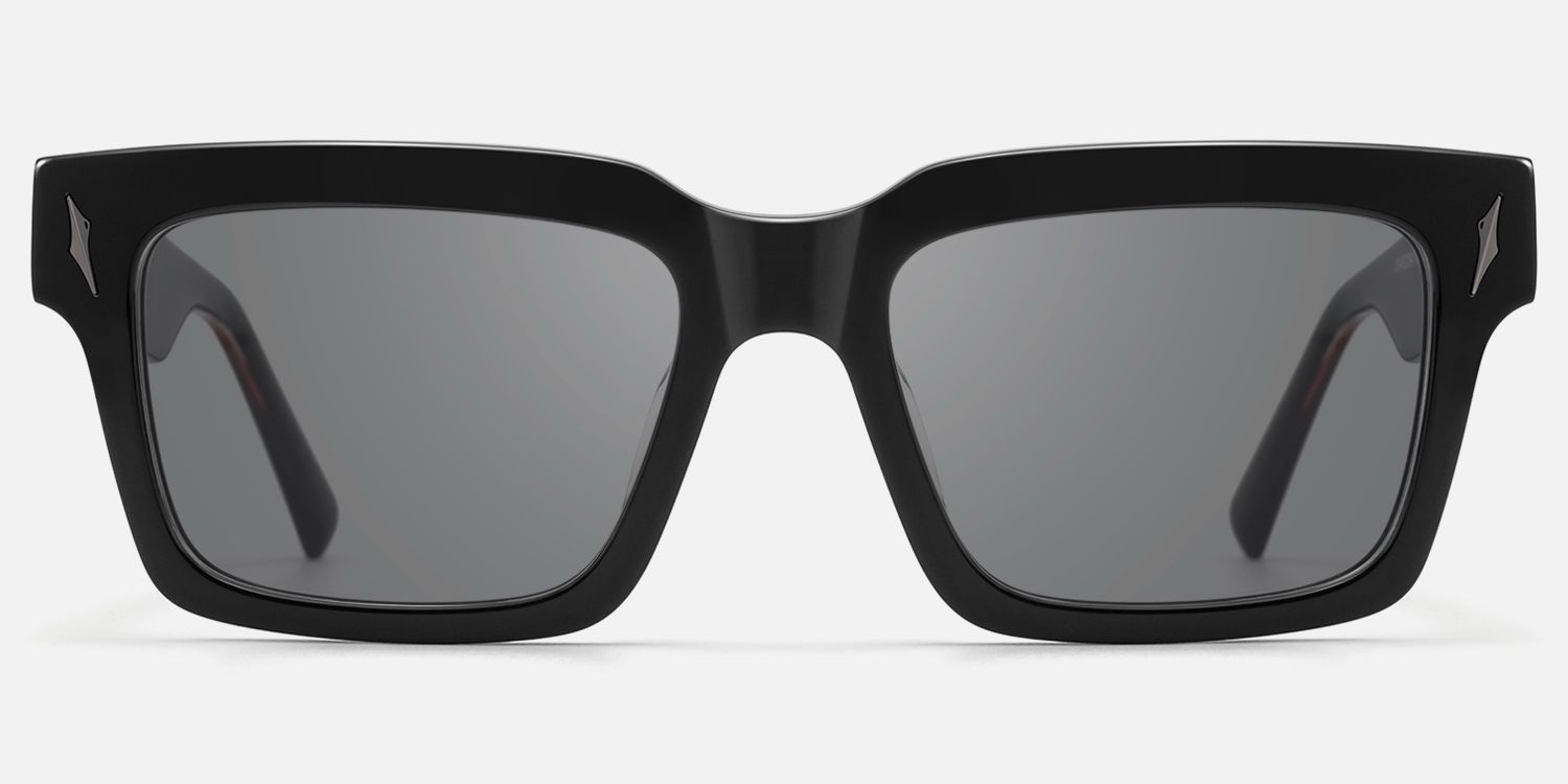 Razor - Dark Rimmed Black Sunglasses by Vooglam - Angle View