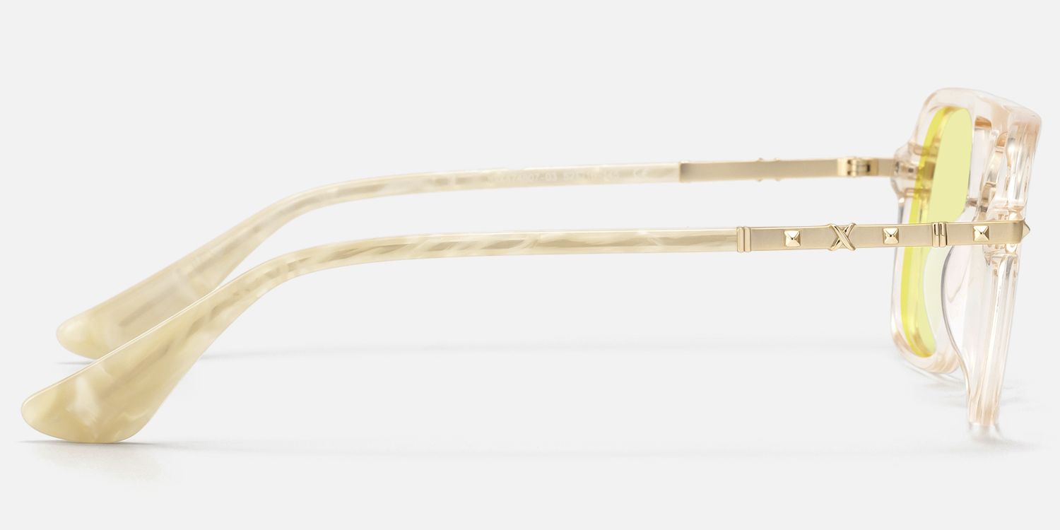 Marfa - Transparent Aviator Yellow Lens Glasses by Vooglam - Side View