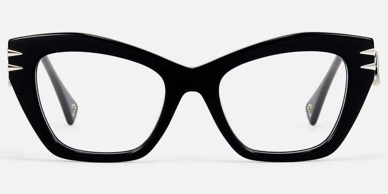 Manon - Zipper Chunky Black Cateye Glasses by Vooglam