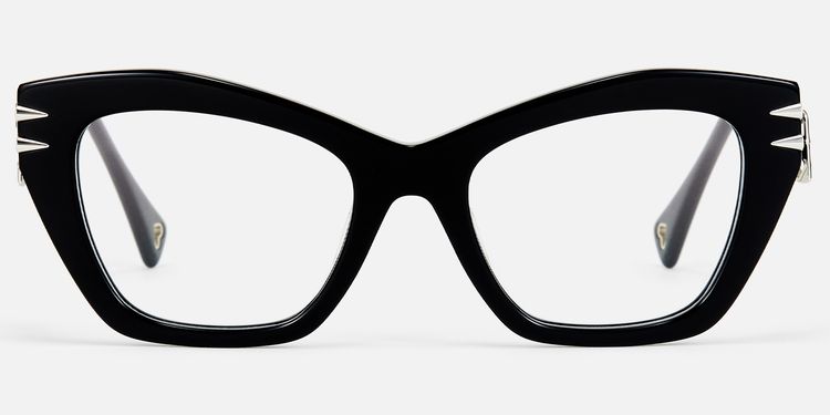 Manon - Zipper Chunky Black Cateye Glasses by Vooglam