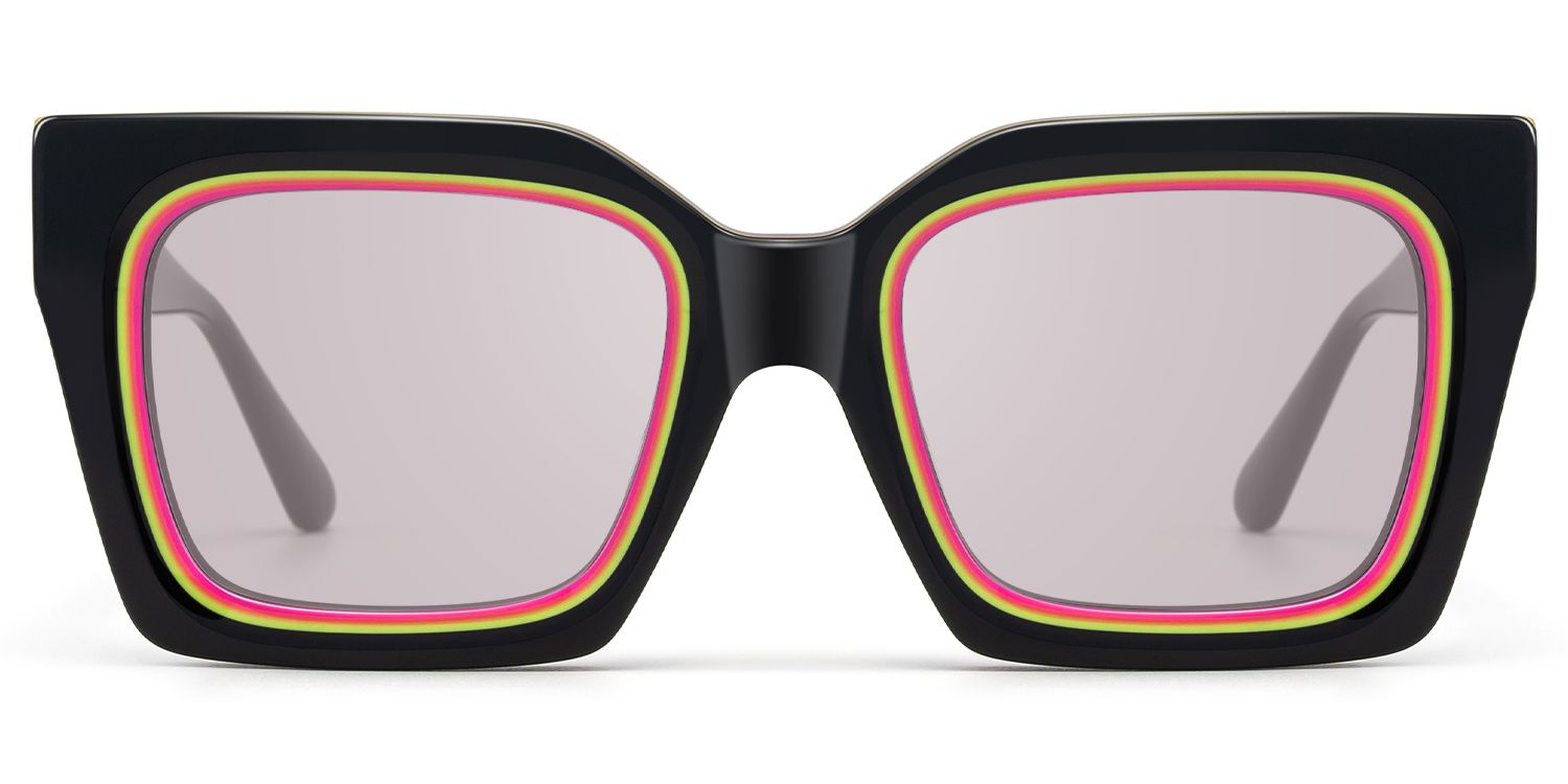 Trance - Black Rave Sunglasses with Square Frame by Vooglam Product Details 1