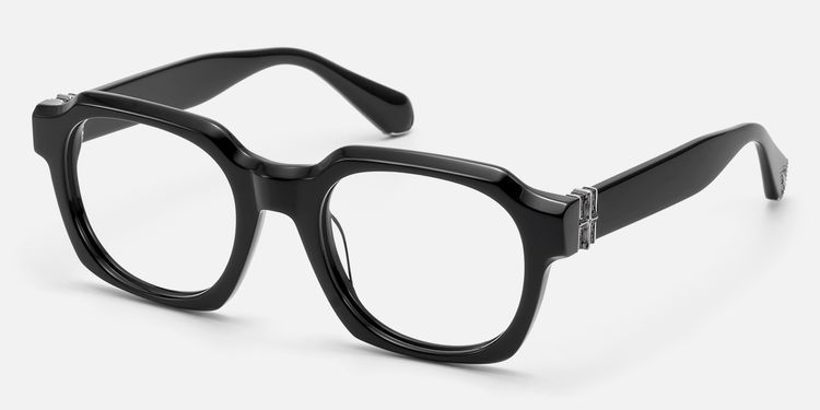 Vernon - Glossy Black Gothic Hexagon Glasses by Vooglam
