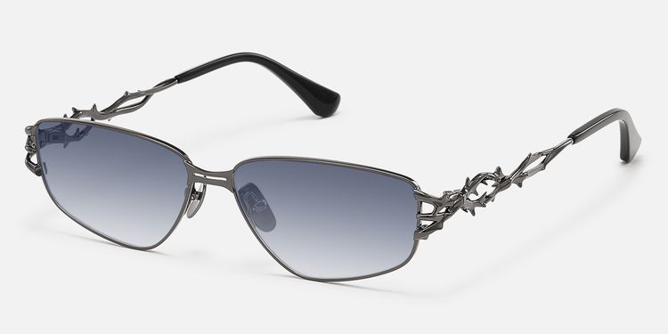 Spine - Gunmetal Thorn Geometric Sunglasses by Vooglam