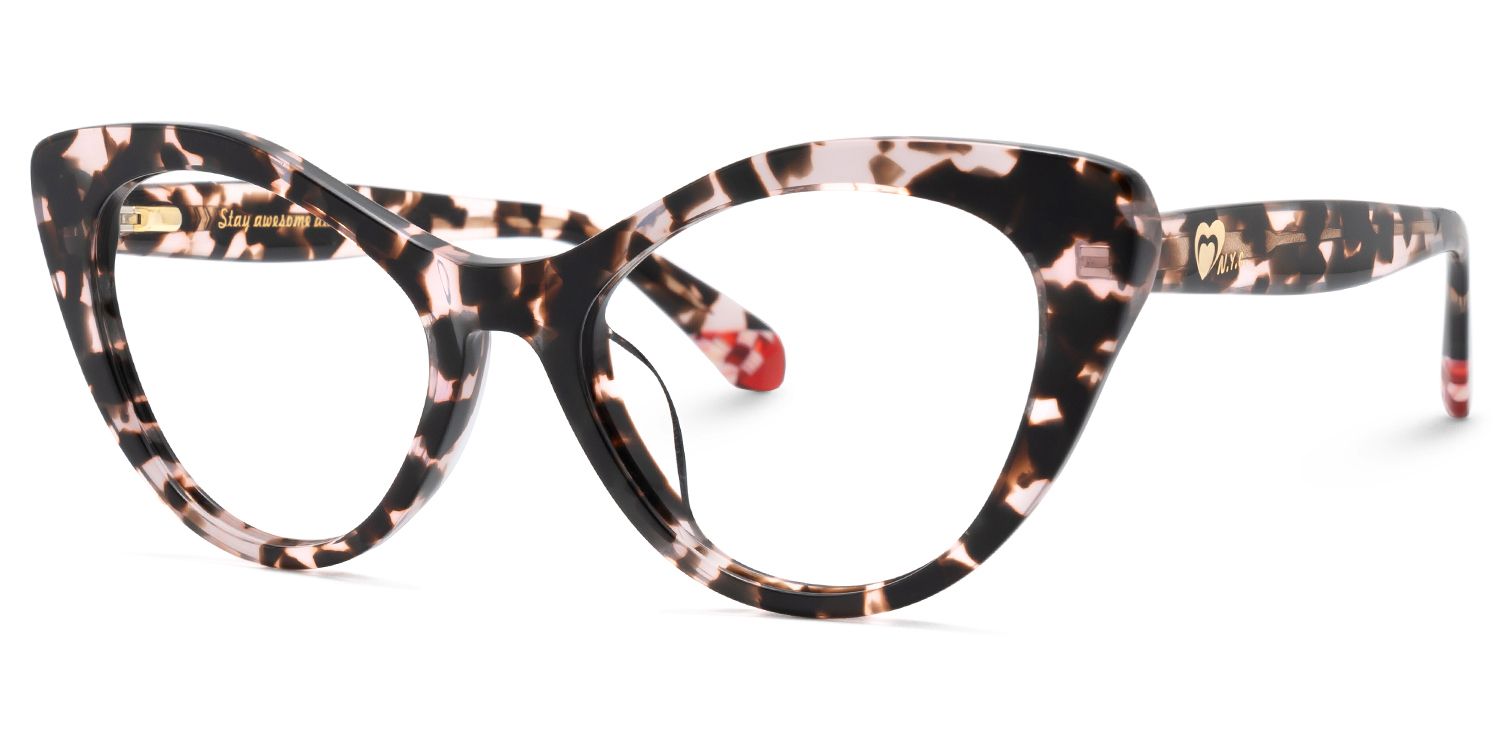 Naira - Cat Eye Floral Eyeglasses by Vooglam - Front View
