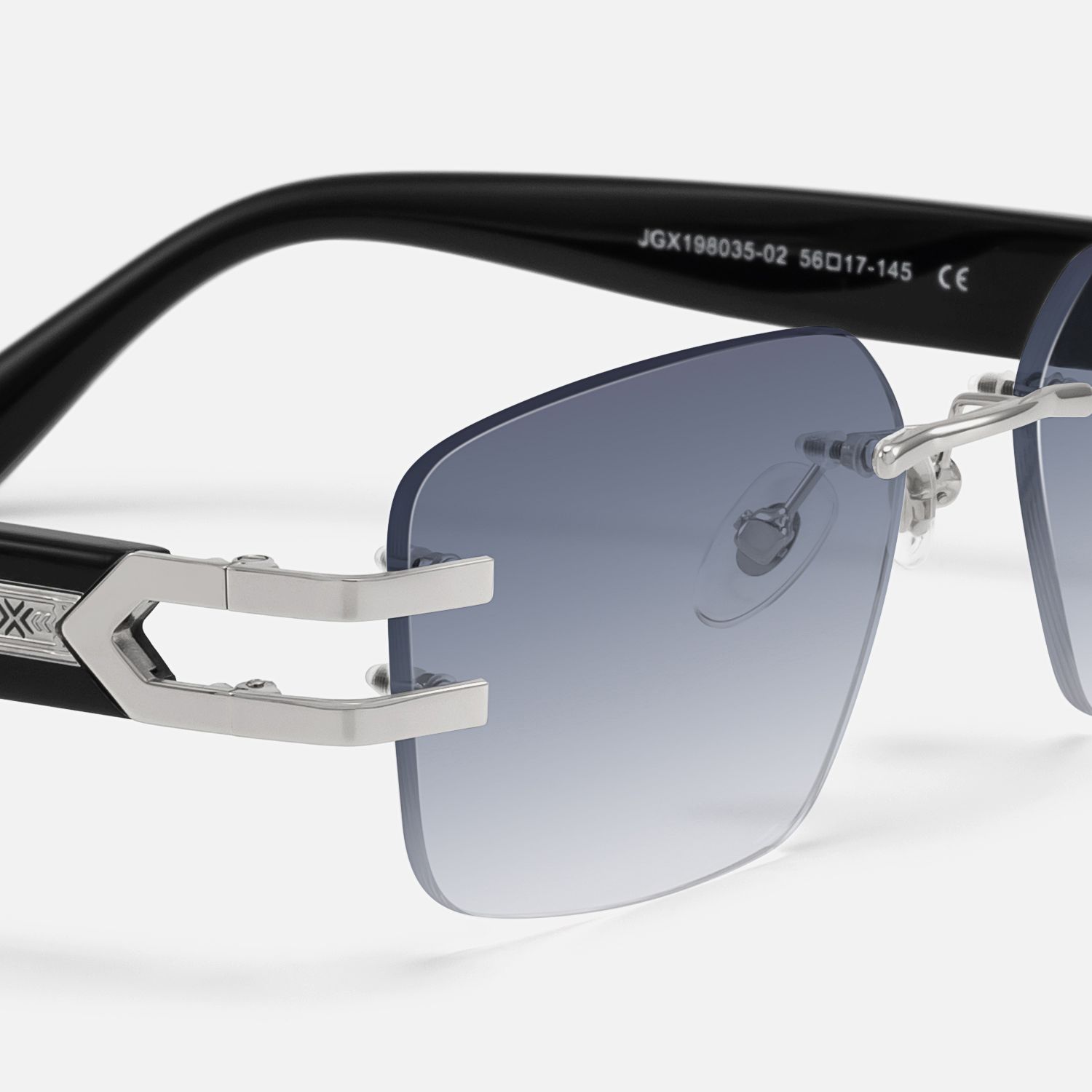 Aurum - Black Gradient Rimless Sunglasses by Vooglam - Design Details
